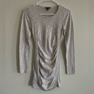EXPRESS GRAY FITTED /LONG-SLEEVE DRESS